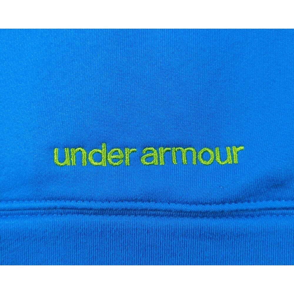Under Armour Women's Medium Blue Full Zip Hoodie Lime Logo Thumbholes Athletic - Picture 8 of 9